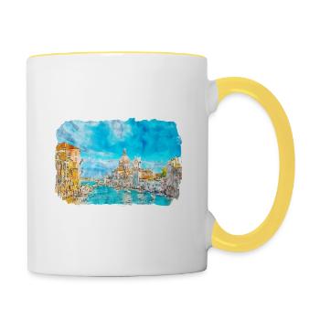 Italy Watercolor Sketch Hand Drawn Illustration - Contrasting Mug - white/yellow - Right