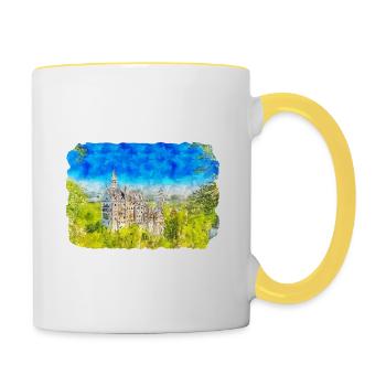 Allemagne Aquarelle Esquisse Dessinée à la main Illustration - Mug contrasté - blanc/jaune - Droite