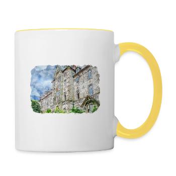 France Aquarelle Esquisse Dessinée à la main Illustration - Mug contrasté - blanc/jaune - Droite