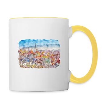 Tallinn Estonie Aquarelle Esquisse Dessinée Illustrati - Mug contrasté - blanc/jaune - Droite