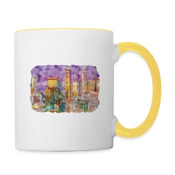 Los Angeles USA Watercolor Sketch Illustration - Contrasting Mug - white/yellow - Right