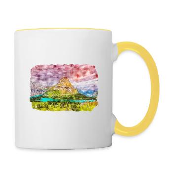 Canada Aquarelle Sketch Illustration dessinée à la main - Mug contrasté - blanc/jaune - Droite