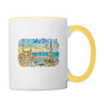 Spain Watercolor Sketch Hand Drawn Illustration - Contrasting Mug - white/yellow - Right