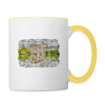 Autriche Aquarelle Esquisse Dessinée à la main Illustration - Mug contrasté - blanc/jaune - Droite