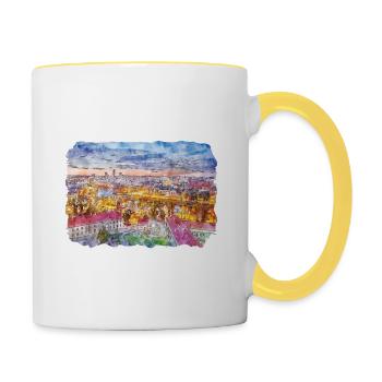 Lithuania Landmark Watercolor Sketch Illustration - Contrasting Mug - white/yellow - Right