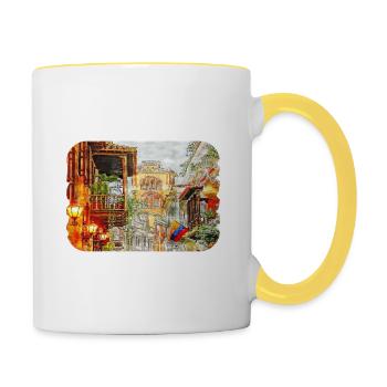 Carthagène Colombie Aquarelle Sketch Illustration - Mug contrasté - blanc/jaune - Droite