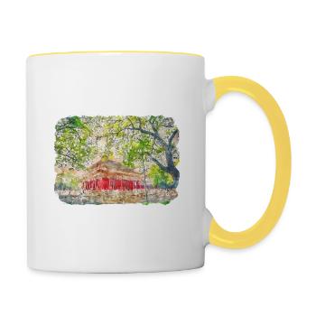 China Landmark Watercolor Sketch Paint Illustratio - Contrasting Mug - white/yellow - Right