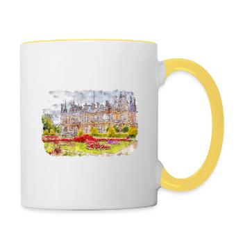England UK Watercolor Sketch Drawn Illustration - Contrasting Mug - white/yellow - Right