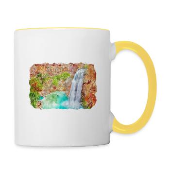 Mexique Aquarelle Esquisse Dessinée à la main Illustration - Mug contrasté - blanc/jaune - Droite