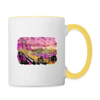 Illustration de croquis à l’aquarelle de Californie usa - Mug contrasté - blanc/jaune - Droite