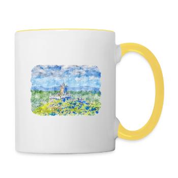 Allemagne Aquarelle Esquisse Dessinée à la main Illustration - Mug contrasté - blanc/jaune - Droite