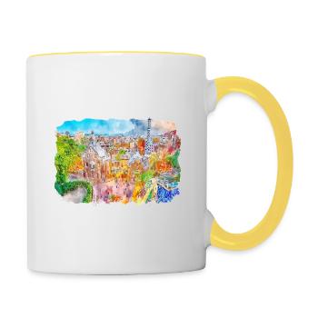 Spain Watercolor Sketch Hand Drawn Illustration - Contrasting Mug - white/yellow - Right