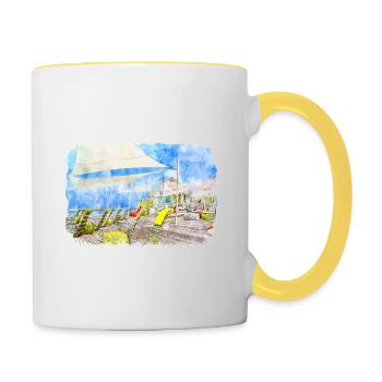 Maldives Watercolor Sketch Hand Drawn Illustration - Contrasting Mug - white/yellow - Right
