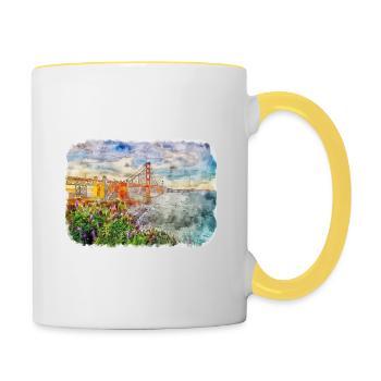 Illustration de croquis à l’aquarelle de Californie usa - Mug contrasté - blanc/jaune - Droite