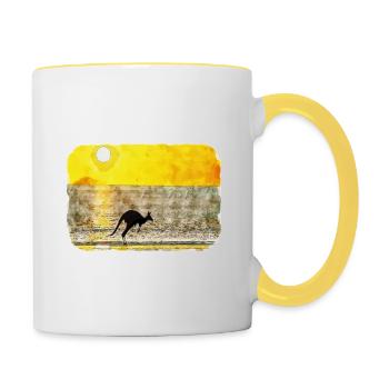 Australie Aquarelle Esquisse Dessinée à la Main Peinture - Mug contrasté - blanc/jaune - Droite