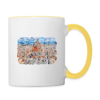 Italie Aquarelle Esquisse Dessinée à la main Illustration - Mug contrasté - blanc/jaune - Droite