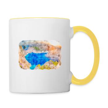 Grèce Aquarelle Esquisse Dessinée à la main Illustration - Mug contrasté - blanc/jaune - Droite