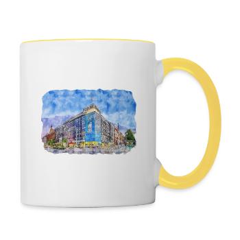 Helsinki Finlande Aquarelle Sketch Illustration - Mug contrasté - blanc/jaune - Droite