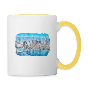 New York Usa Watercolor Sketch - Contrasting Mug - white/yellow - Right