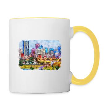 Canada Aquarelle Sketch Illustration dessinée à la main - Mug contrasté - blanc/jaune - Droite