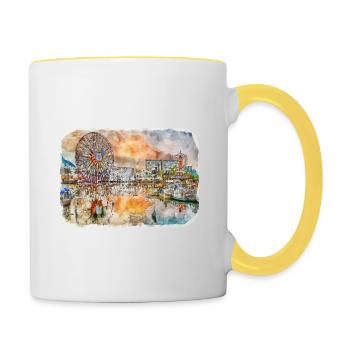 Illustration de croquis à l’aquarelle de Californie usa - Mug contrasté - blanc/jaune - Droite