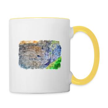 Ireland UK Watercolor Sketch Painting Illustration - Contrasting Mug - white/yellow - Right