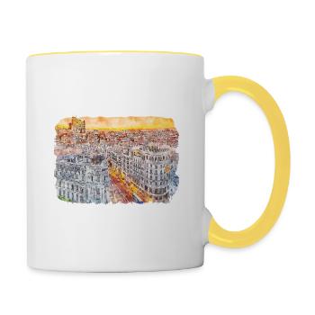 Spain Watercolor Sketch Hand Drawn Illustration - Contrasting Mug - white/yellow - Right