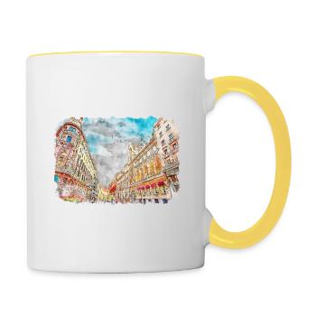 Spain Watercolor Sketch Hand Drawn Illustration - Contrasting Mug - white/yellow - Right