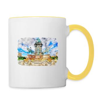 Autriche Aquarelle Esquisse Dessinée à la main Illustration - Mug contrasté - blanc/jaune - Droite
