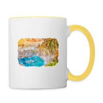 Illustration de croquis à l’aquarelle de Californie usa - Mug contrasté - blanc/jaune - Droite