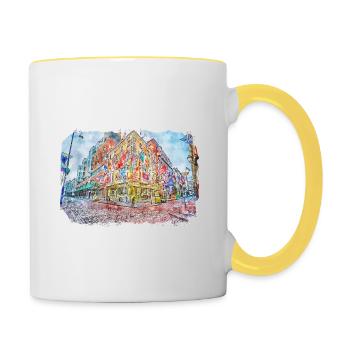 Irlande Royaume-Uni Aquarelle Esquisse Peinture Illustration - Mug contrasté - blanc/jaune - Droite