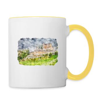 Autriche Aquarelle Esquisse Dessinée à la main Illustration - Mug contrasté - blanc/jaune - Droite