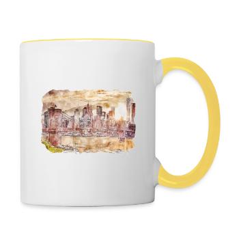 New York Usa Watercolor Sketch - Contrasting Mug - white/yellow - Right