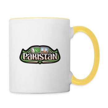 Pakistan Flagge Reise Souvenir Aufkleber Abzeichen Logo - Tasse zweifarbig - Weiß/Gelb - Rechts