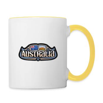 Australien Flagge Reise Souvenir Aufkleber Abzeichen Logo - Tasse zweifarbig - Weiß/Gelb - Rechts