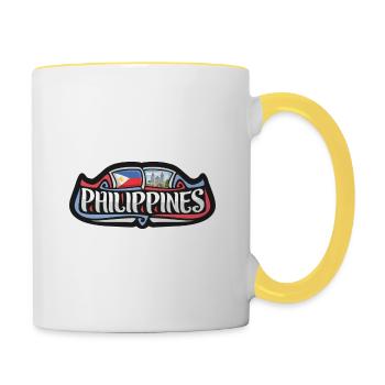 Philippinen Flagge Reise Souvenir Sticker Badge Log - Tasse zweifarbig - Weiß/Gelb - Rechts