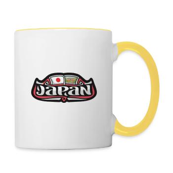 Japan Flagge Reise Souvenir Aufkleber Abzeichen Logo - Tasse zweifarbig - Weiß/Gelb - Rechts