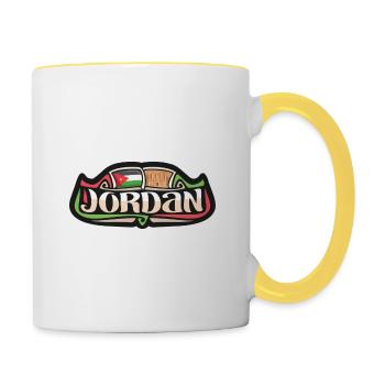 Jordan Flagge Reise Souvenir Aufkleber Abzeichen Logo - Tasse zweifarbig - Weiß/Gelb - Rechts