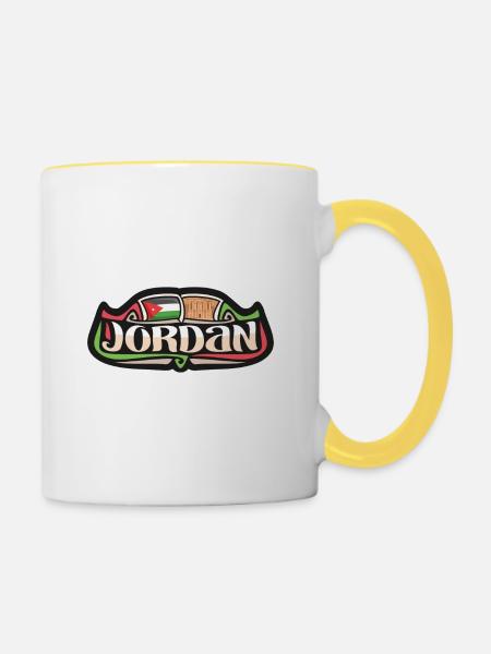 Jordan Flag Travel Souvenir Sticker Badge Logo - Mug contrasté - blanc/jaune