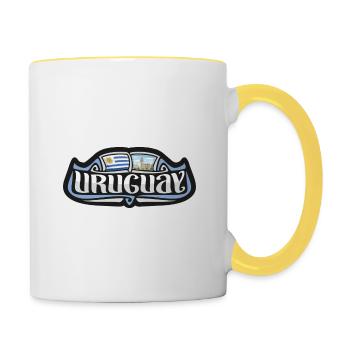 Uruguay Flagge Reise Souvenir Aufkleber Abzeichen Logo - Tasse zweifarbig - Weiß/Gelb - Rechts
