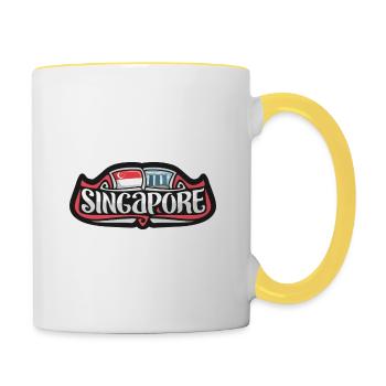 Singapur Flagge Reise Souvenir Aufkleber Abzeichen Logo - Tasse zweifarbig - Weiß/Gelb - Rechts