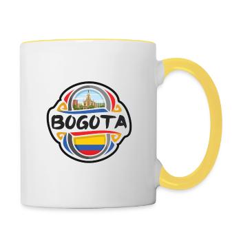 Bogota Colombia Flag Badge Travel Souvenir Stamp - Contrasting Mug - white/yellow - Right