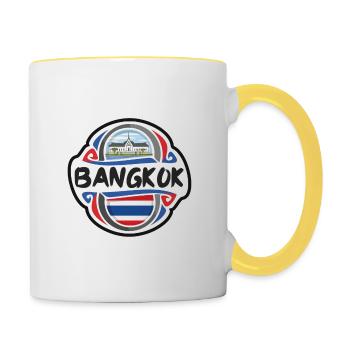 Bangkok Thailand Flag Badge Travel Souvenir Stamp - Contrasting Mug - white/yellow - Right