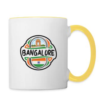 Bangalore India Flag Badge Travel Souvenir Stamp - Contrasting Mug - white/yellow - Right