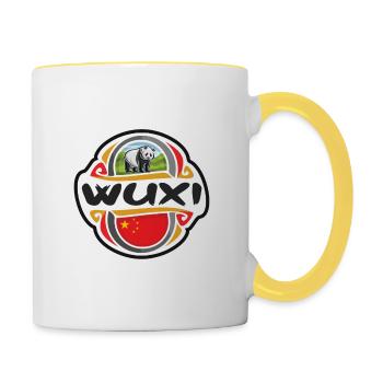 Wuxi China Flag Badge Souvenir de voyage - Mug contrasté - blanc/jaune - Droite