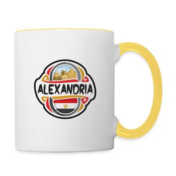 Alexandria Ägypten Flagge Abzeichen Reise Souvenir Stempel - Tasse zweifarbig - Weiß/Gelb - Rechts