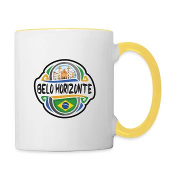 Belo Horizonte Brazil Flag Travel Souvenir Badge S - Contrasting Mug - white/yellow - Right