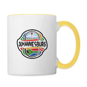 Johannesburg Südafrika Flagge Reise Souvenir Bad - Tasse zweifarbig - Weiß/Gelb - Rechts