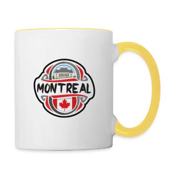 Montreal Canada Flag Badge Travel Souvenir Stamp - Contrasting Mug - white/yellow - Right