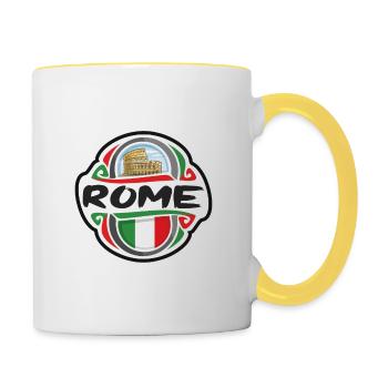 Rom Italien Flagge Abzeichen Reise Souvenir Stempel - Tasse zweifarbig - Weiß/Gelb - Rechts